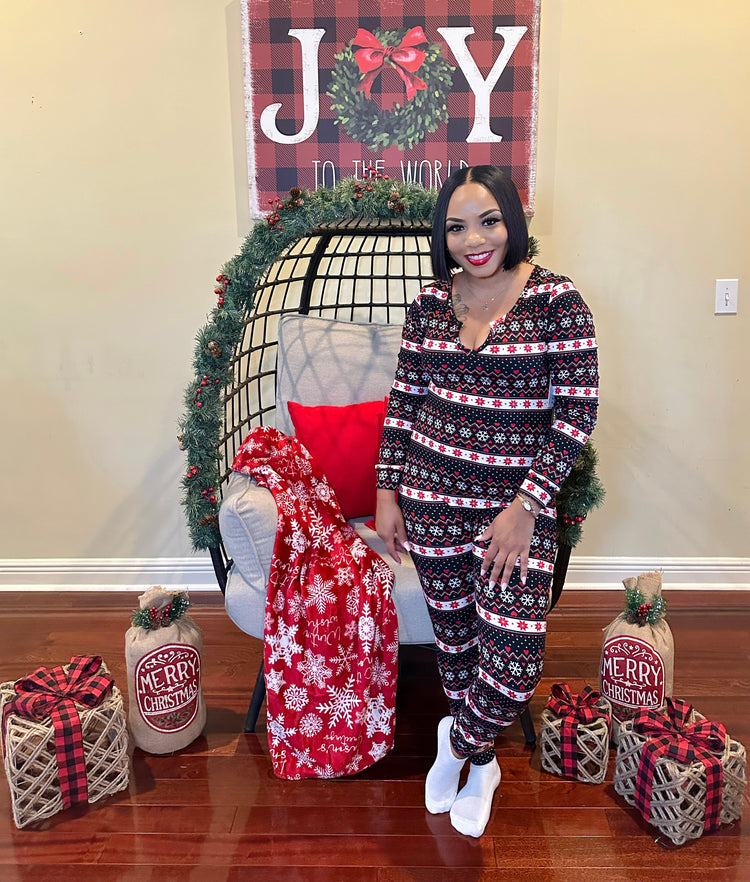 Holiday Jumpsuit Pajamas (Black/Red)