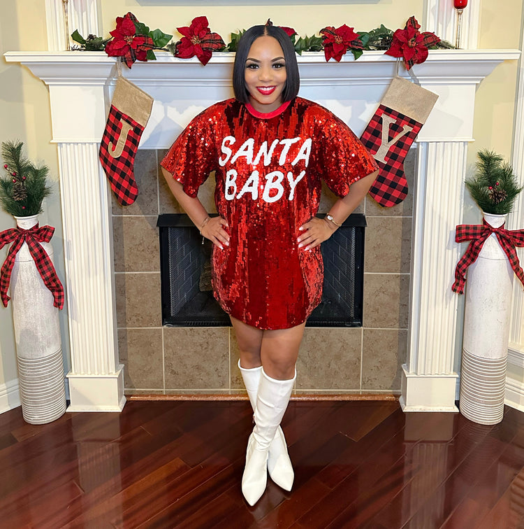 Santa Baby Sequin Tunic (Red)