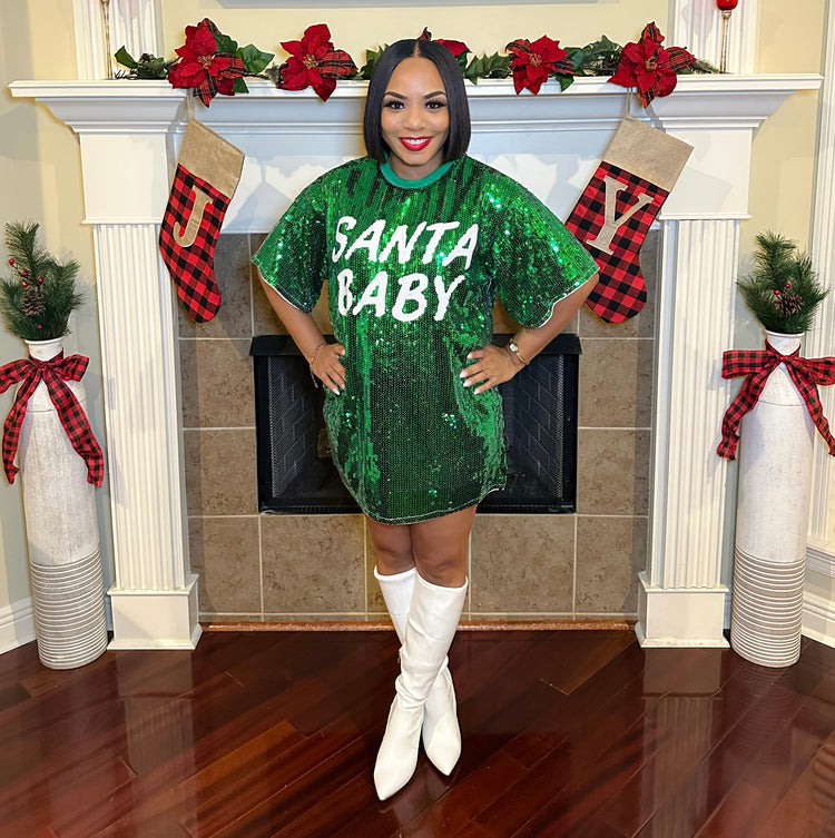 Santa Baby Sequin Tunic (Green)