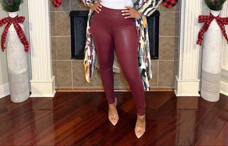 Leather Babe Leggings (Burgundy)